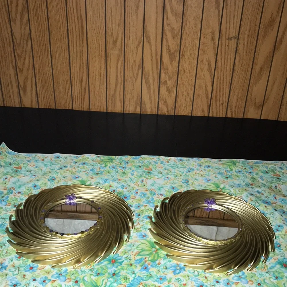 4/$10🌻🌻Beautiful pair of purple & gold mirrors